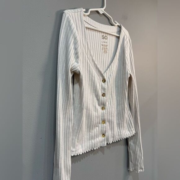 Girls’ Cream SO Ribbed Button Down Top Size L (10-12) EUC - Picture 3 of 5